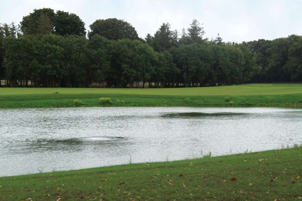Otterbine Air Flo 3 subsurface aerator producing water movement in lake