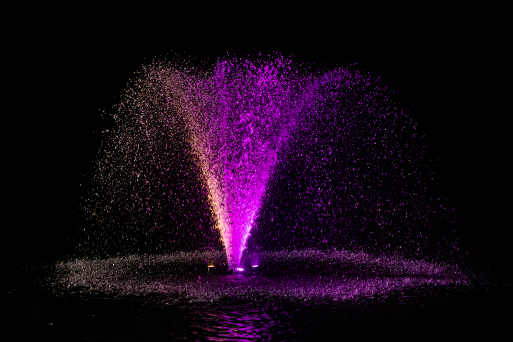 Otterbine MIDI-RGBW fountain lit with pink and orange dual colour lighting
